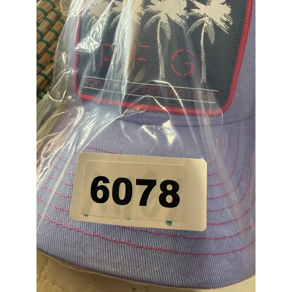 Columbia PFG Womens Purple Palm Tree Trucker Hat Mesh Snapback Adjustable NEW
